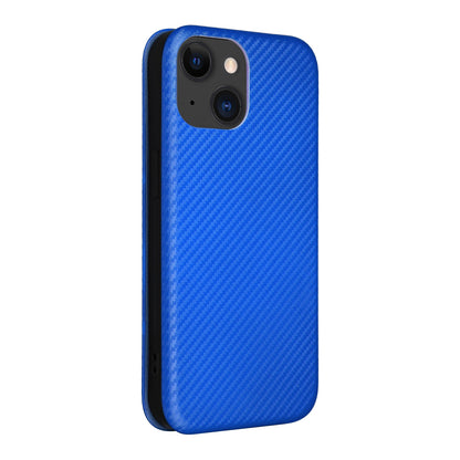 ELECTROPRIME For iPhone 15 Carbon Fiber Texture Flip Leather Phone Case(Blue)