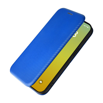 ELECTROPRIME For iPhone 15 Carbon Fiber Texture Flip Leather Phone Case(Blue)