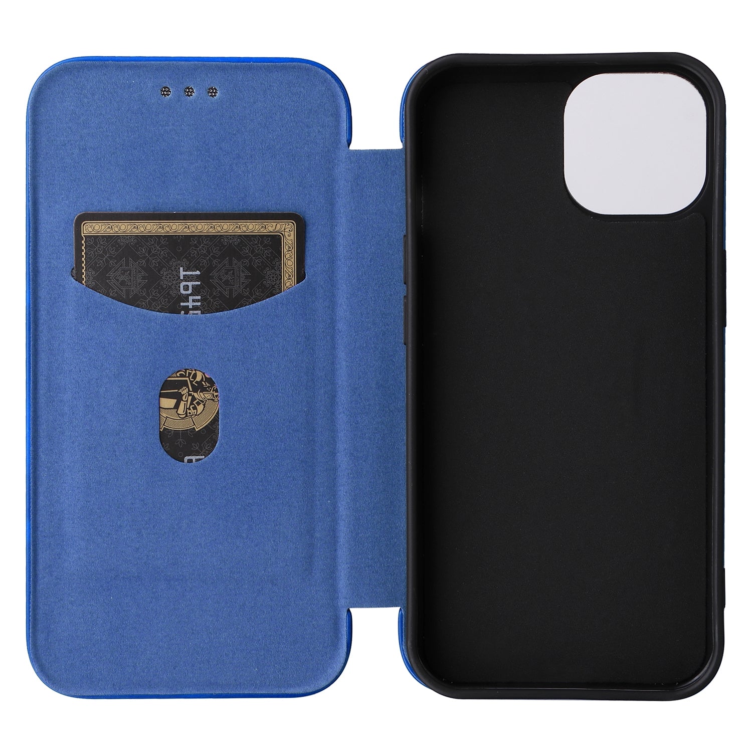 ELECTROPRIME For iPhone 15 Carbon Fiber Texture Flip Leather Phone Case(Blue)