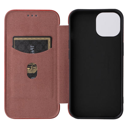 ELECTROPRIME For iPhone 15 Carbon Fiber Texture Flip Leather Phone Case(Brown)