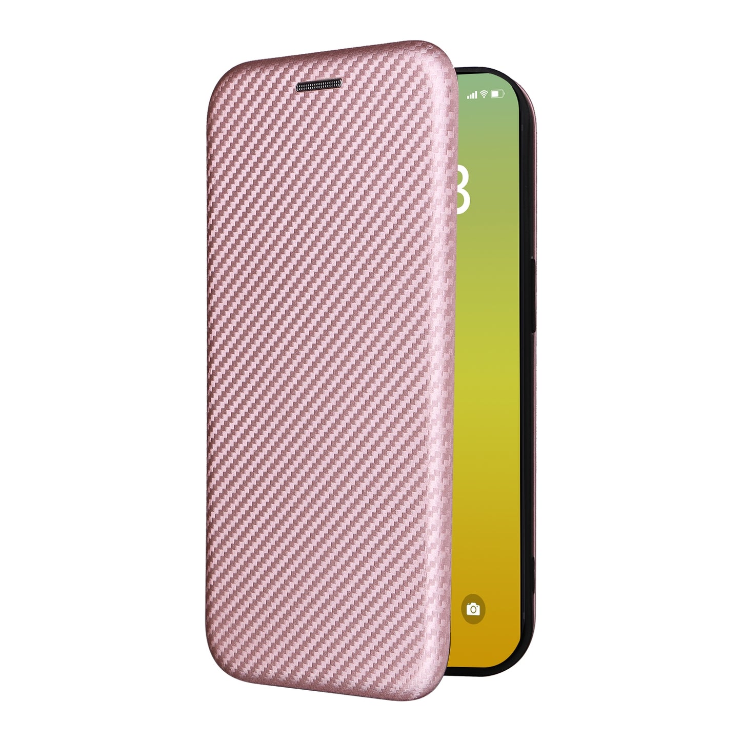 ELECTROPRIME For iPhone 15 Carbon Fiber Texture Flip Leather Phone Case(Pink)