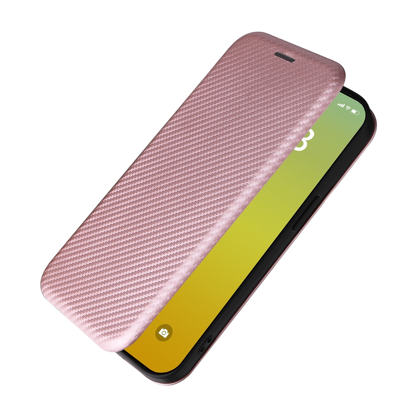 ELECTROPRIME For iPhone 15 Carbon Fiber Texture Flip Leather Phone Case(Pink)