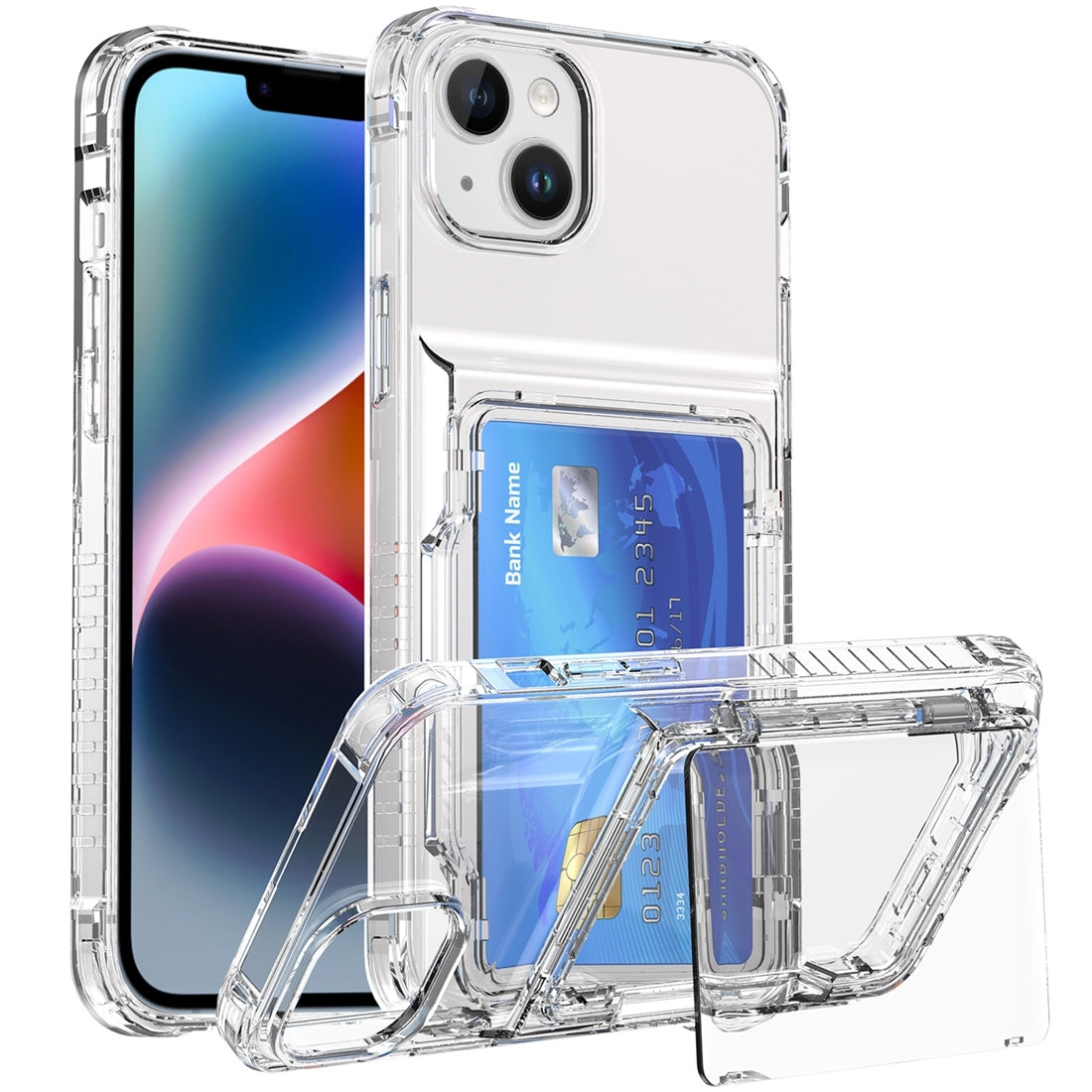 ELECTROPRIME For iPhone 15 Plus Crystal Clear Flip Card Slot Phone Case(Transparent)