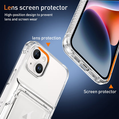 ELECTROPRIME For iPhone 15 Plus Crystal Clear Flip Card Slot Phone Case(Transparent)