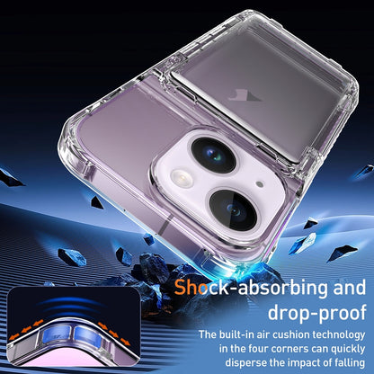 ELECTROPRIME For iPhone 15 Plus Crystal Clear Flip Card Slot Phone Case(Transparent)
