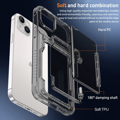 ELECTROPRIME For iPhone 15 Plus Crystal Clear Flip Card Slot Phone Case(Transparent)