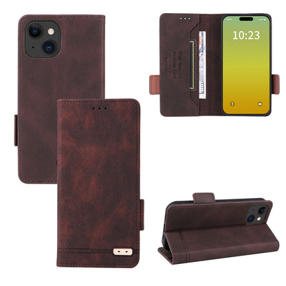 ELECTROPRIME For iPhone 15 Magnetic Clasp Leather Phone Case(Brown)
