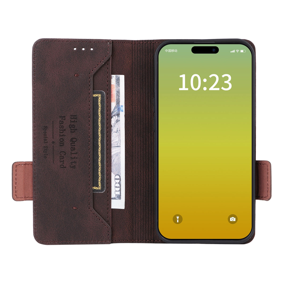 ELECTROPRIME For iPhone 15 Magnetic Clasp Leather Phone Case(Brown)