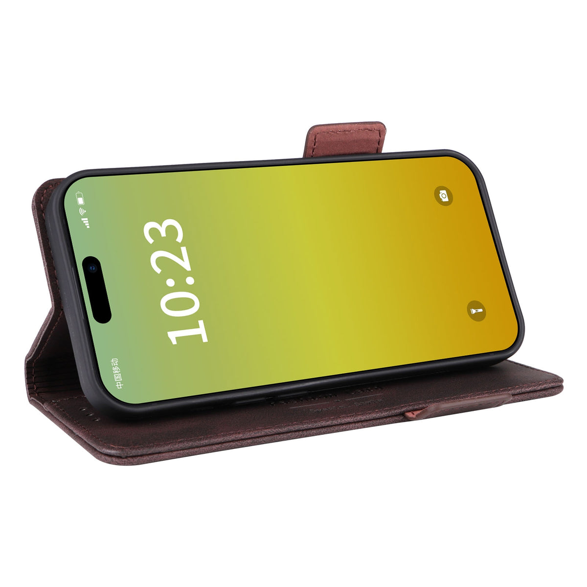 ELECTROPRIME For iPhone 15 Magnetic Clasp Leather Phone Case(Brown)
