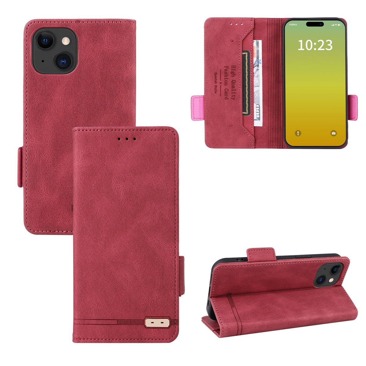 ELECTROPRIME For iPhone 15 Magnetic Clasp Leather Phone Case(Red)