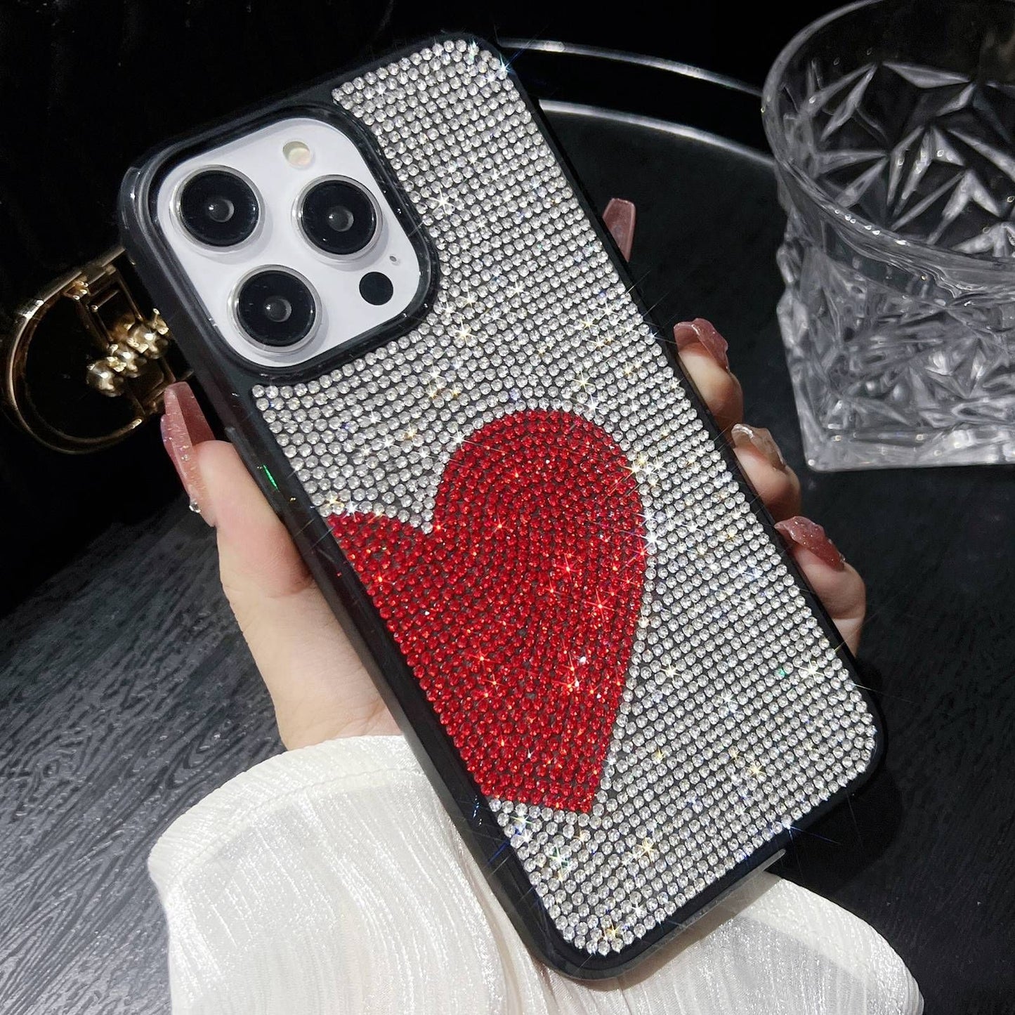 ELECTROPRIME For iPhone 15 Love Heart Diamond TPU Phone Case(Silver)