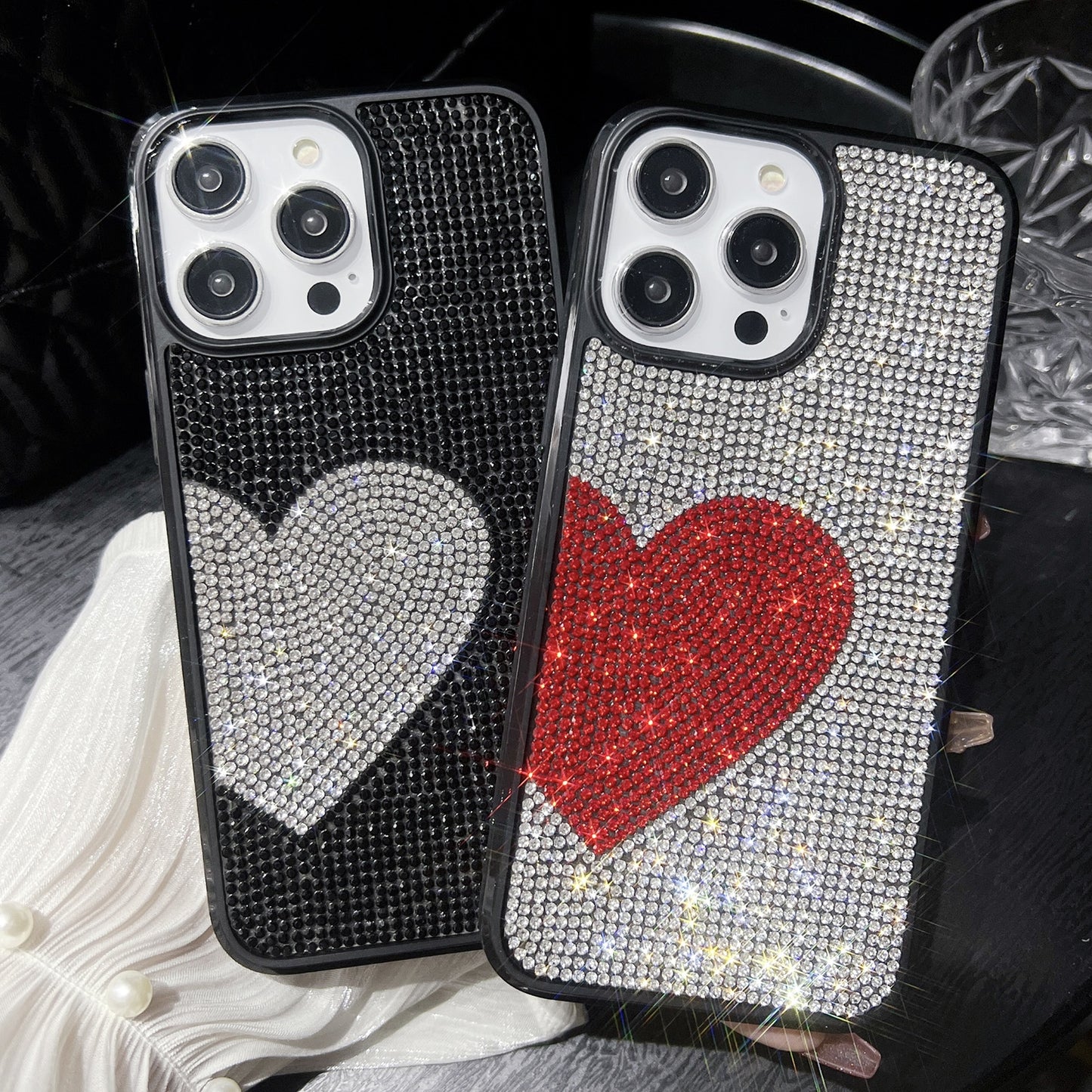 ELECTROPRIME For iPhone 15 Love Heart Diamond TPU Phone Case(Silver)