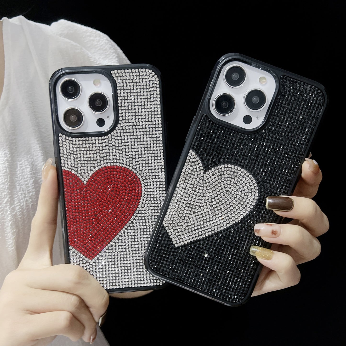 ELECTROPRIME For iPhone 15 Love Heart Diamond TPU Phone Case(Silver)