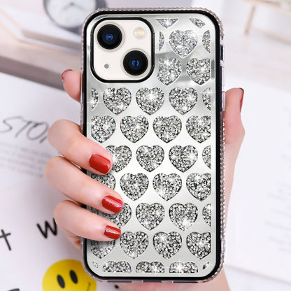 ELECTROPRIME For iPhone 15 Plus Love Hearts Diamond Mirror TPU Phone Case(Silver)