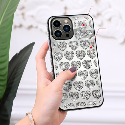 ELECTROPRIME For iPhone 15 Plus Love Hearts Diamond Mirror TPU Phone Case(Silver)