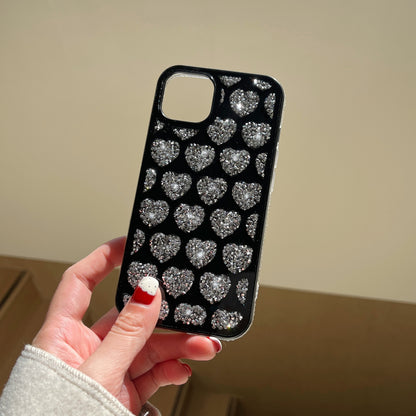 ELECTROPRIME For iPhone 15 Plus Love Hearts Diamond Mirror TPU Phone Case(Silver)