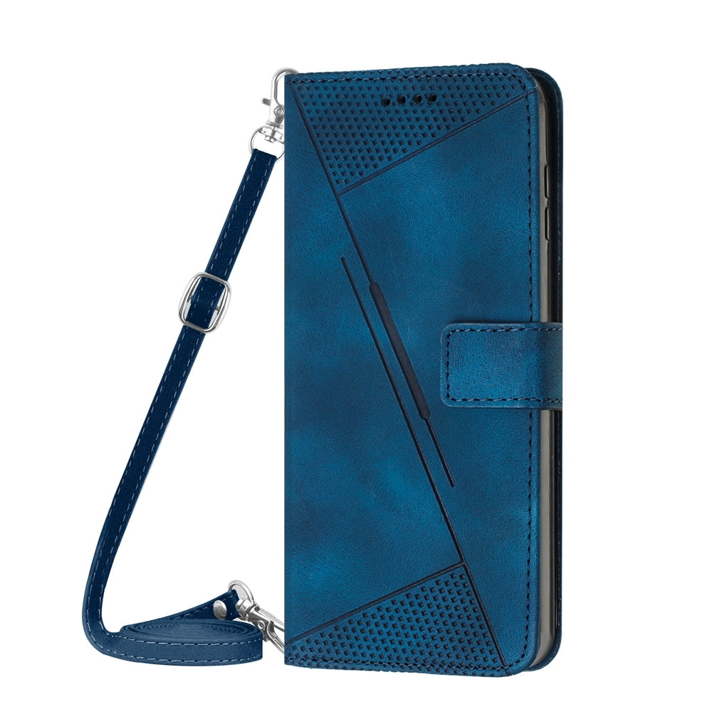 ELECTROPRIME For iPhone 15 Dream Triangle Leather Phone Case with Lanyard(Blue)