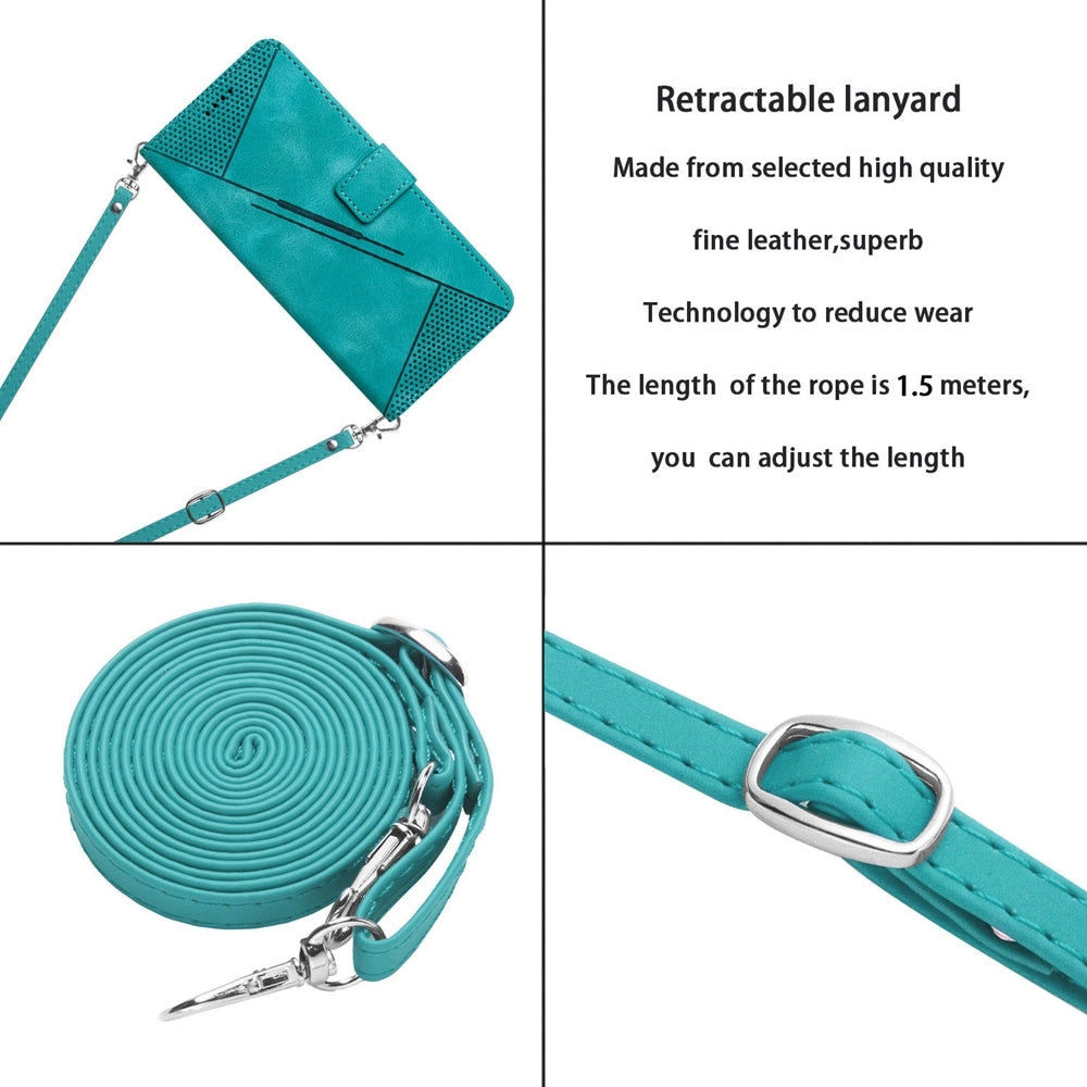 ELECTROPRIME For iPhone 15 Dream Triangle Leather Phone Case with Lanyard(Green)