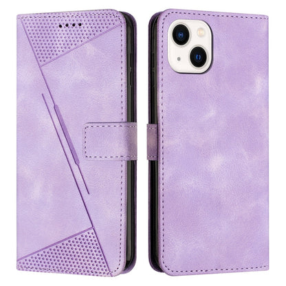 ELECTROPRIME For iPhone 15 Dream Triangle Leather Phone Case with Lanyard(Purple)