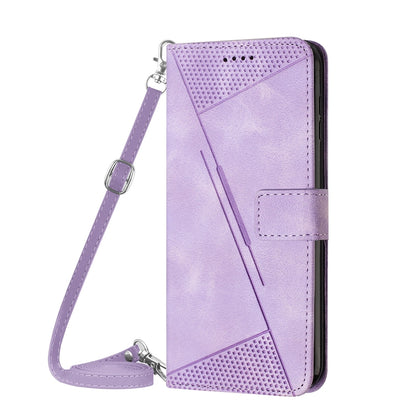 ELECTROPRIME For iPhone 15 Dream Triangle Leather Phone Case with Lanyard(Purple)