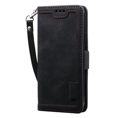 ELECTROPRIME For iPhone 15 Retro Splicing Horizontal Flip Leather Phone Case(Black)