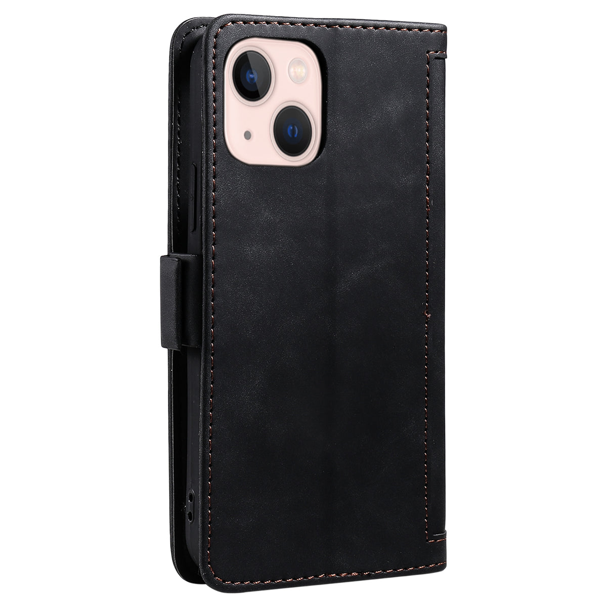 ELECTROPRIME For iPhone 15 Retro Splicing Horizontal Flip Leather Phone Case(Black)