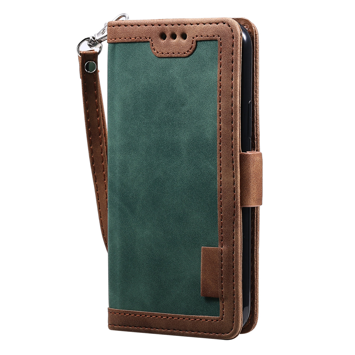 ELECTROPRIME For iPhone 15 Retro Splicing Horizontal Flip Leather Phone Case(Green)