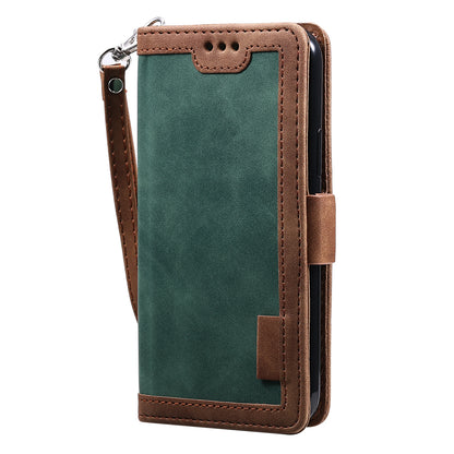 ELECTROPRIME For iPhone 15 Retro Splicing Horizontal Flip Leather Phone Case(Green)