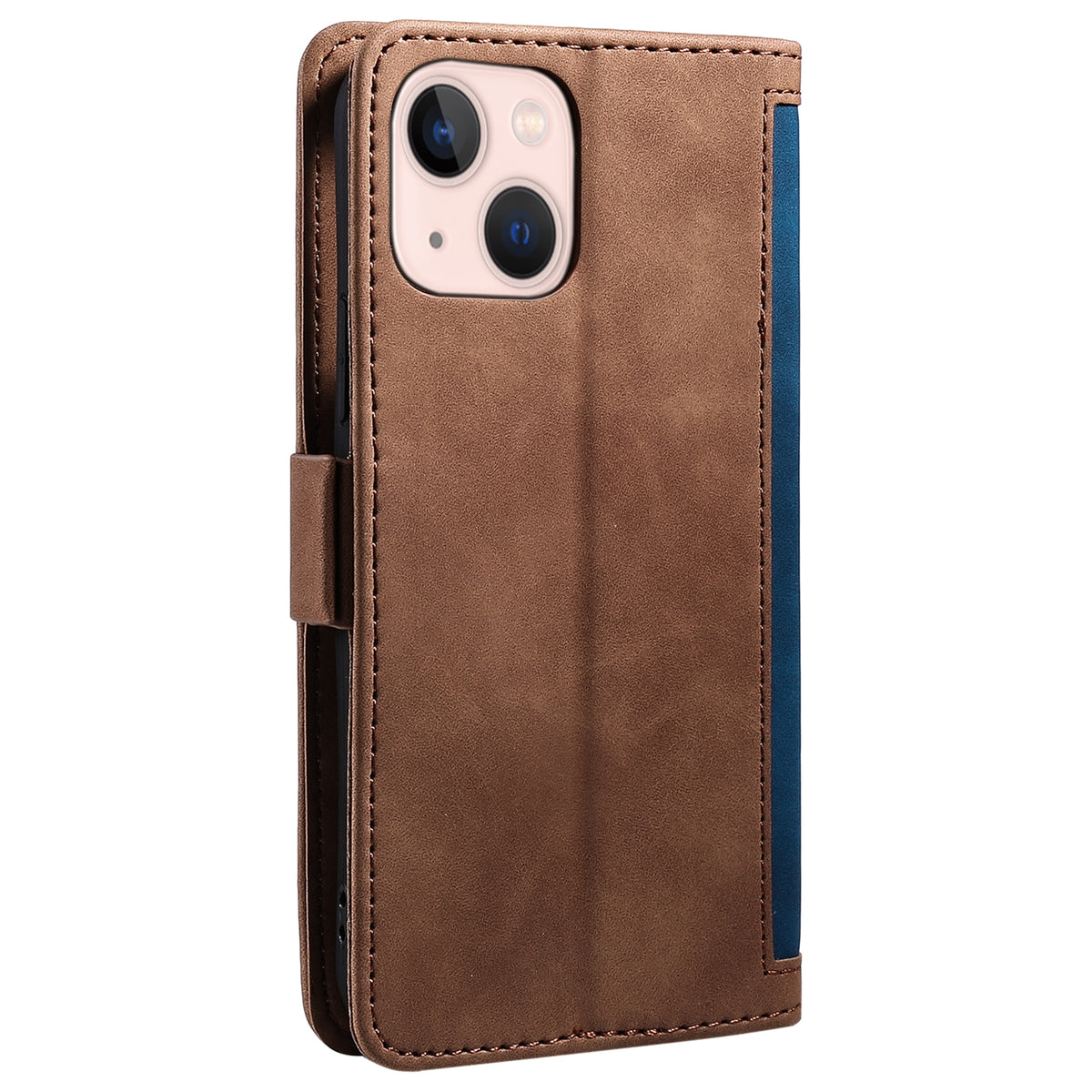 ELECTROPRIME For iPhone 15 Retro Splicing Horizontal Flip Leather Phone Case(Blue)