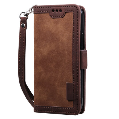 ELECTROPRIME For iPhone 15 Retro Splicing Horizontal Flip Leather Phone Case(Brown)