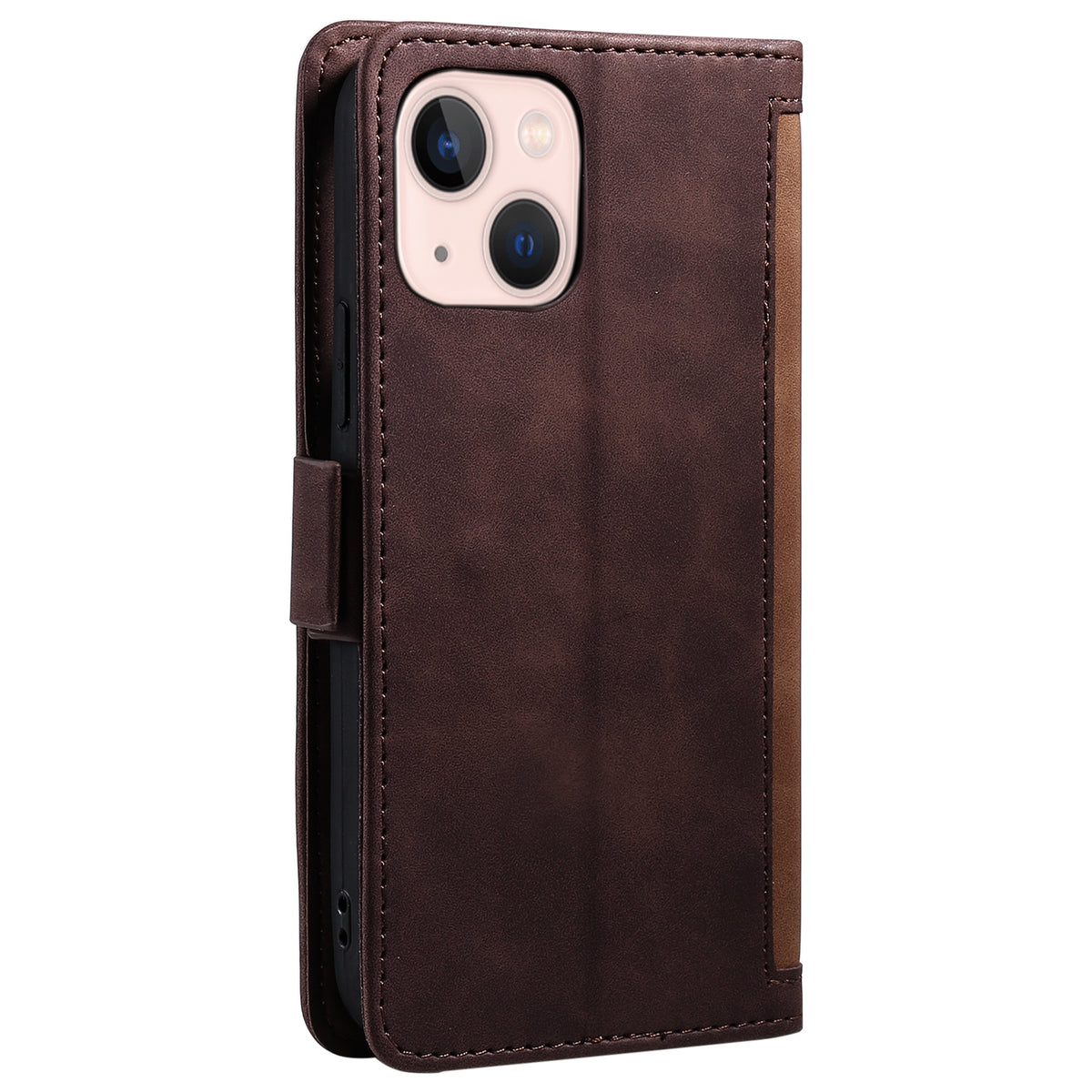 ELECTROPRIME For iPhone 15 Retro Splicing Horizontal Flip Leather Phone Case(Brown)