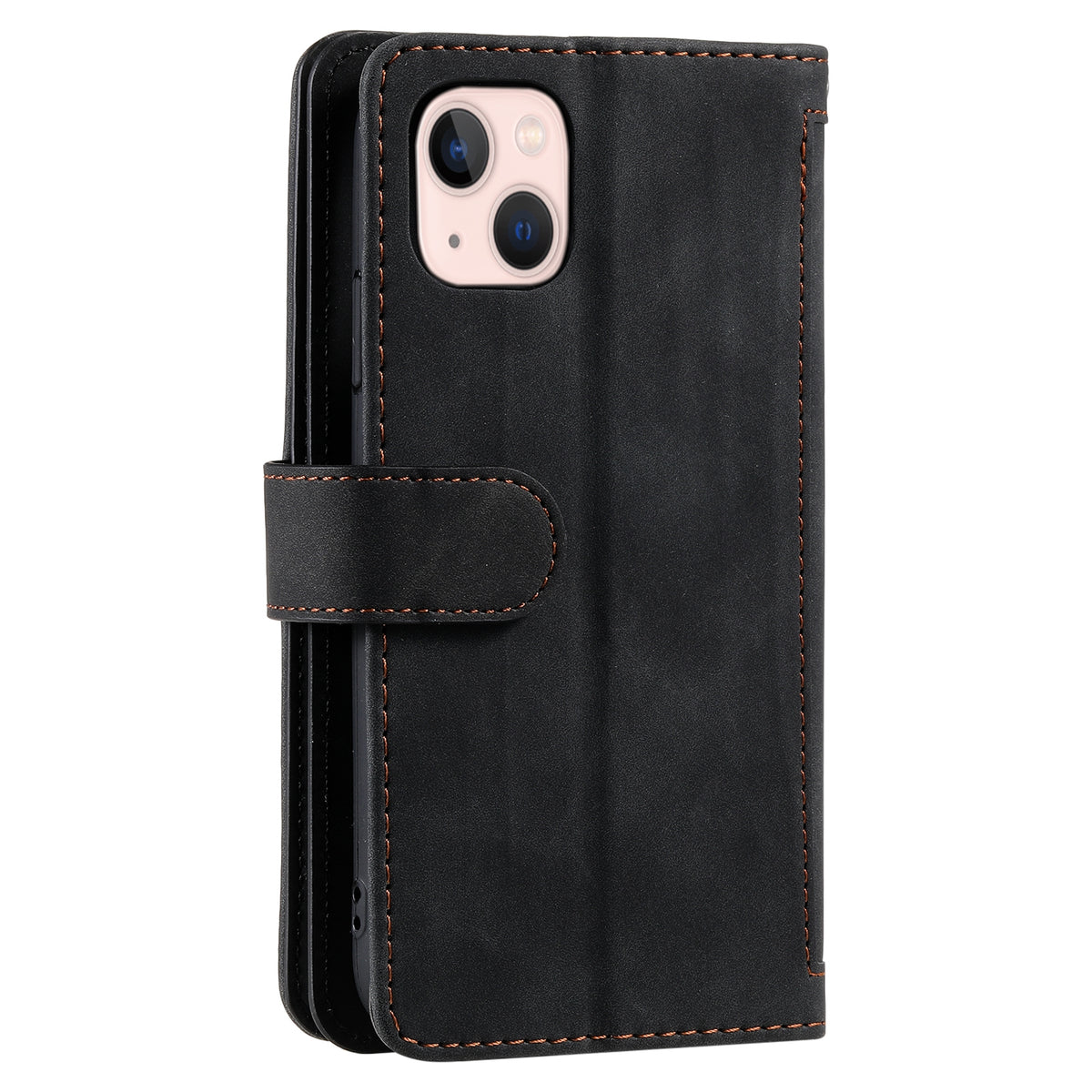 ELECTROPRIME For iPhone 15 Nine Card Zipper Bag Leather Phone Case with Lanyard(Black)