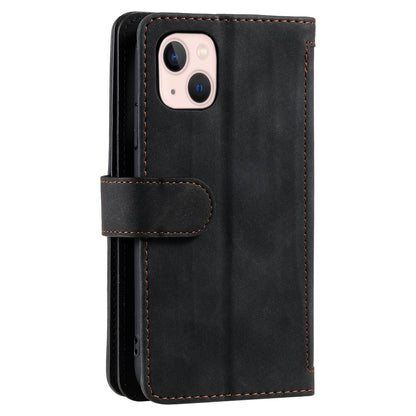 ELECTROPRIME For iPhone 15 Nine Card Zipper Bag Leather Phone Case with Lanyard(Black)
