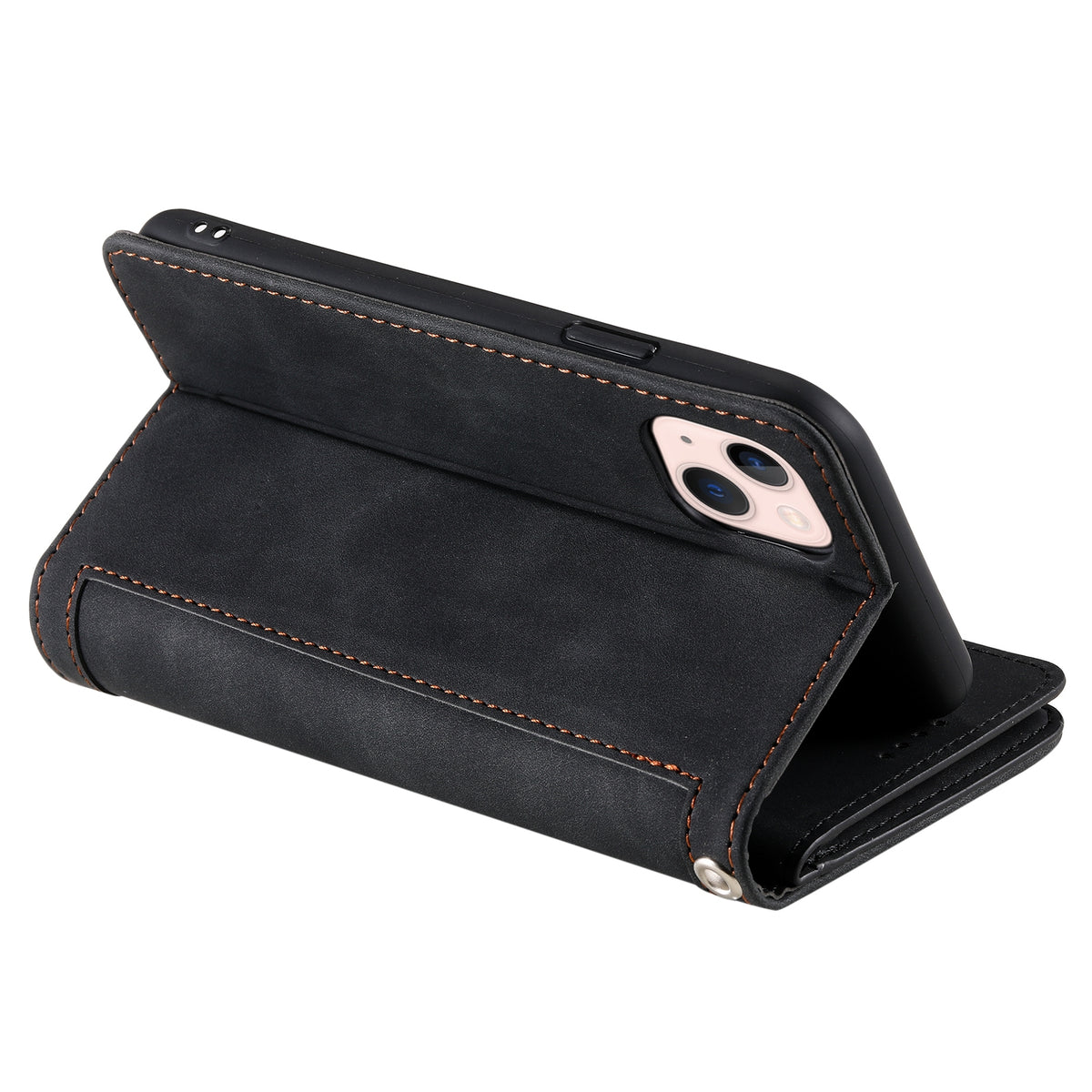 ELECTROPRIME For iPhone 15 Nine Card Zipper Bag Leather Phone Case with Lanyard(Black)