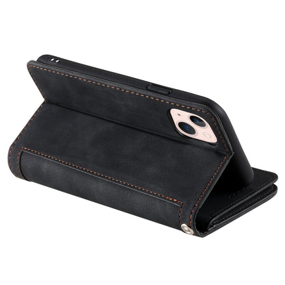ELECTROPRIME For iPhone 15 Nine Card Zipper Bag Leather Phone Case with Lanyard(Black)