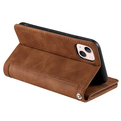 ELECTROPRIME For iPhone 15 Nine Card Zipper Bag Leather Phone Case with Lanyard(Brown)