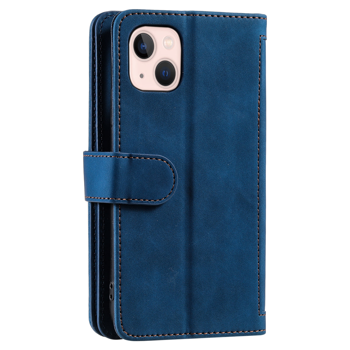 ELECTROPRIME For iPhone 15 Nine Card Zipper Bag Leather Phone Case with Lanyard(Blue)