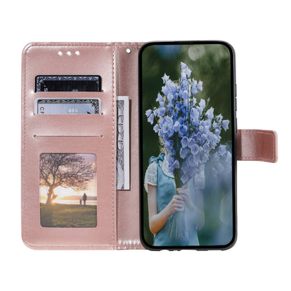 ELECTROPRIME For iPhone 15 Plus Totem Flower Embossed Leather Phone Case(Rose Gold)