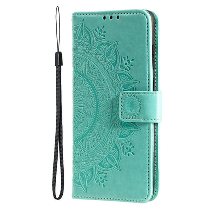 ELECTROPRIME For iPhone 15 Totem Flower Embossed Leather Phone Case(Green)