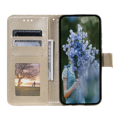ELECTROPRIME For iPhone 15 Totem Flower Embossed Leather Phone Case(Gold)