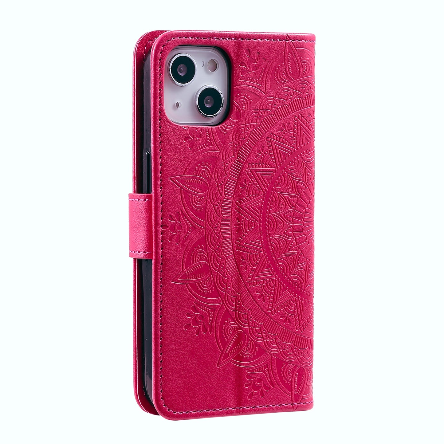 ELECTROPRIME For iPhone 15 Totem Flower Embossed Leather Phone Case(Red)