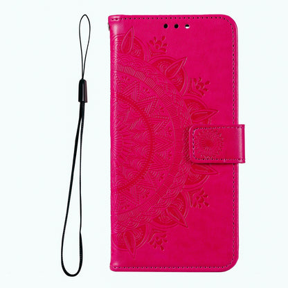 ELECTROPRIME For iPhone 15 Totem Flower Embossed Leather Phone Case(Red)