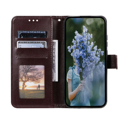ELECTROPRIME For iPhone 15 Totem Flower Embossed Leather Phone Case(Brown)