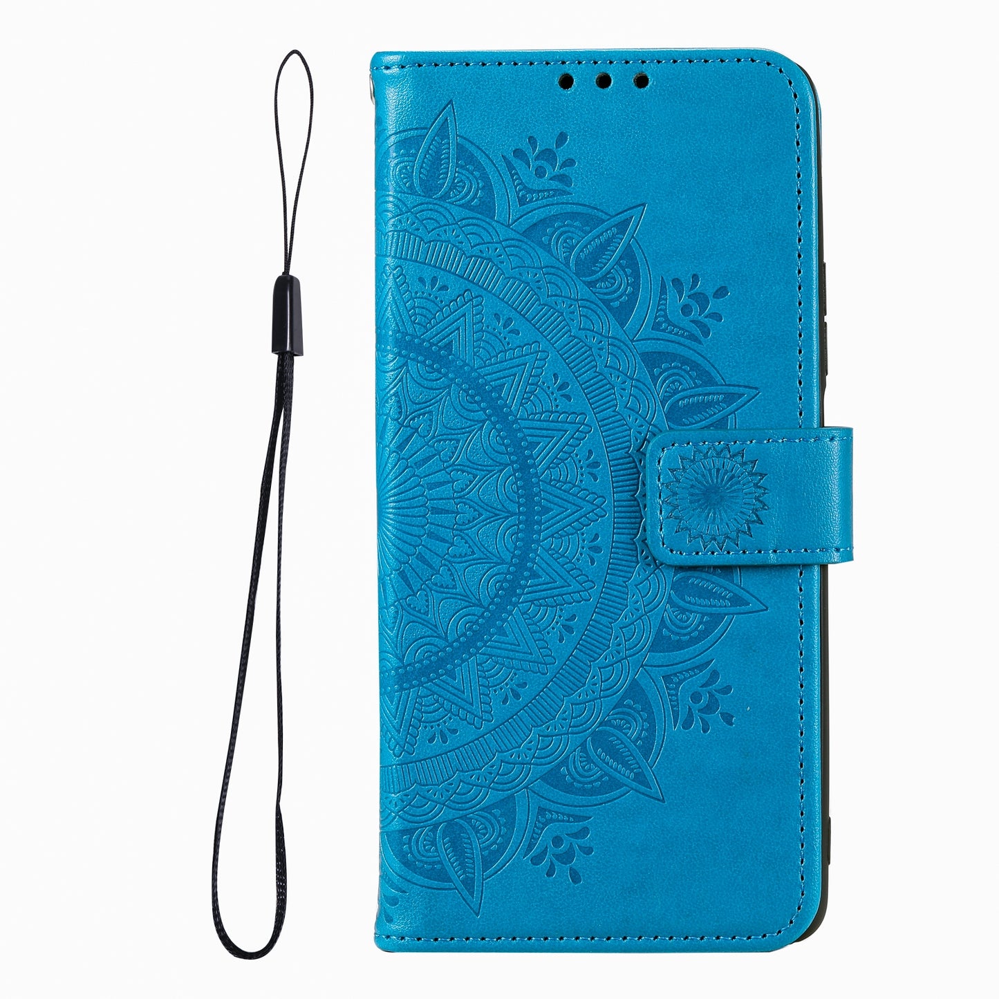 ELECTROPRIME For iPhone 15 Totem Flower Embossed Leather Phone Case(Blue)