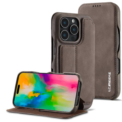 ELECTROPRIME For iPhone 16 Pro Max LC.IMEEKE Hon Ancient Series Flip Leather Phone Case(Coffee)