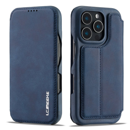 ELECTROPRIME For iPhone 16 Pro Max LC.IMEEKE Hon Ancient Series Flip Leather Phone Case(Blue)