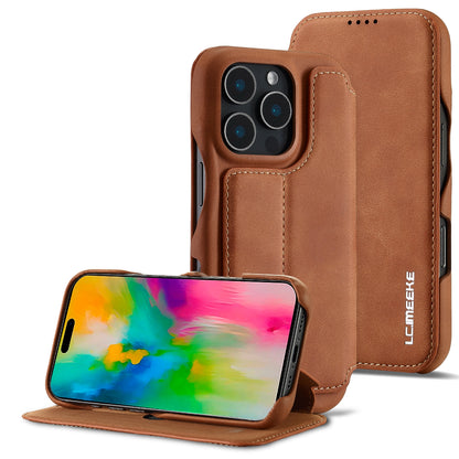 ELECTROPRIME For iPhone 16 Pro Max LC.IMEEKE Hon Ancient Series Flip Leather Phone Case(Brown)
