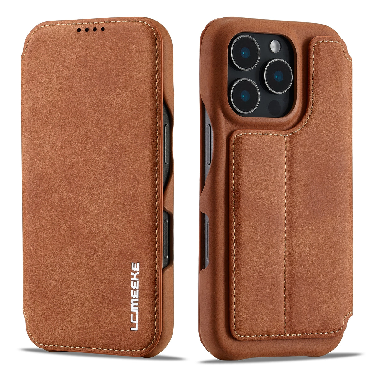 ELECTROPRIME For iPhone 16 Pro Max LC.IMEEKE Hon Ancient Series Flip Leather Phone Case(Brown)