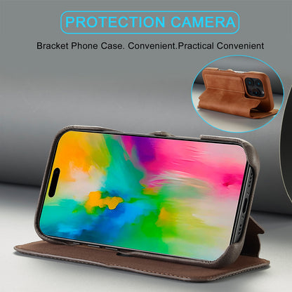 ELECTROPRIME For iPhone 16 Pro Max LC.IMEEKE Hon Ancient Series Flip Leather Phone Case(Brown)