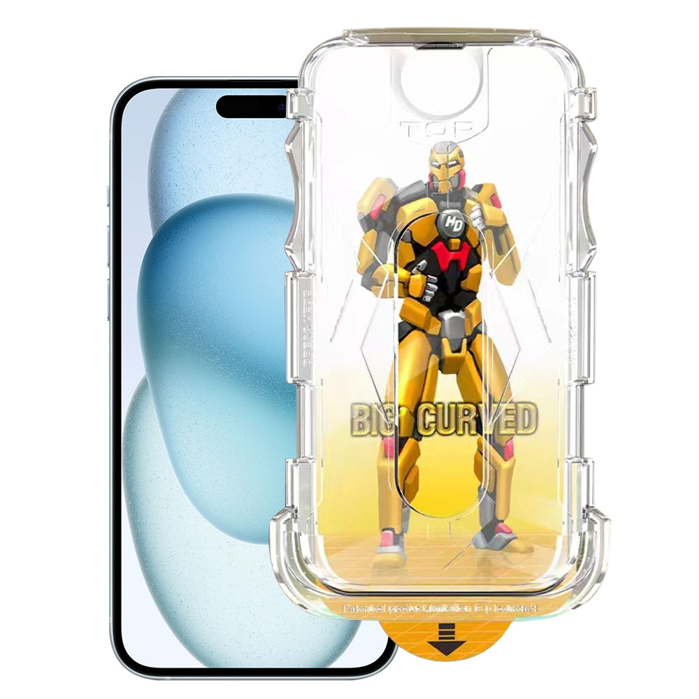 ELECTROPRIME For iPhone 15 Plus Easy Install Dust-proof Armor Tempered Glass Film